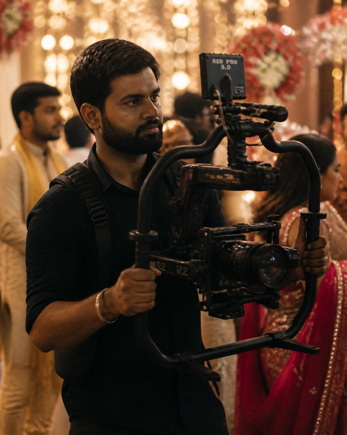 Cinema camera behind the scenes at Indian wedding