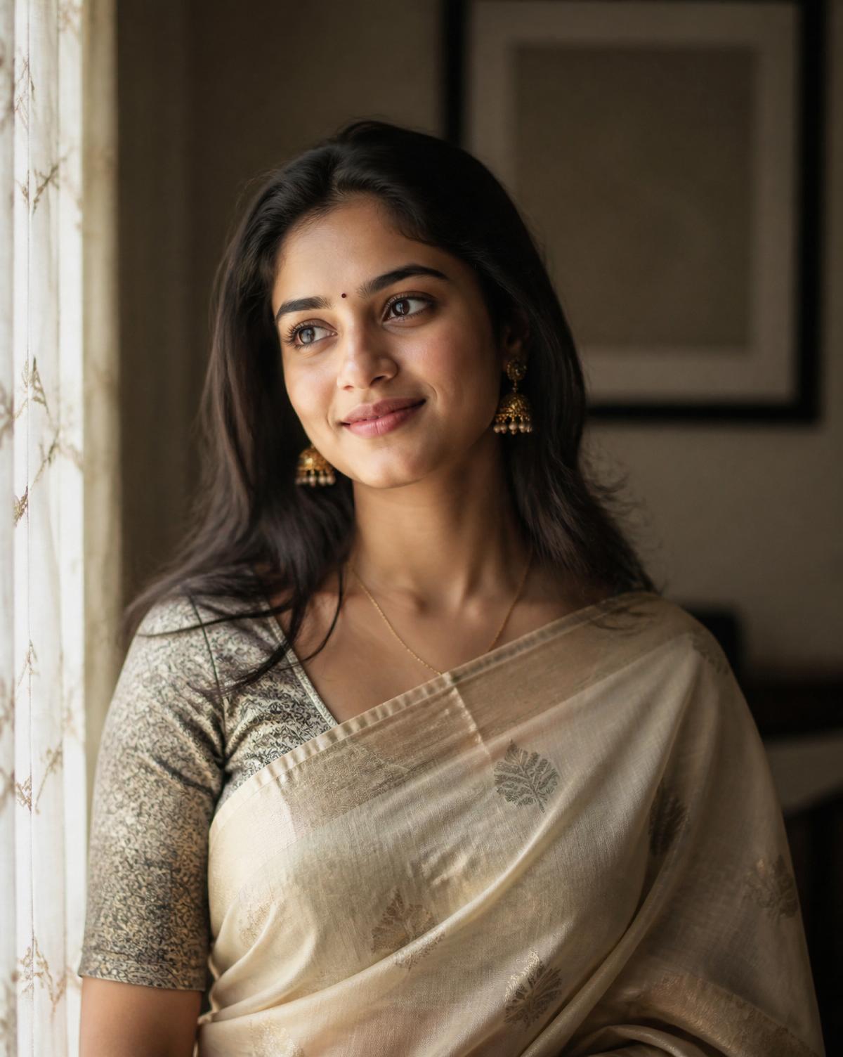 Maternity portrait in red saree at golden hour